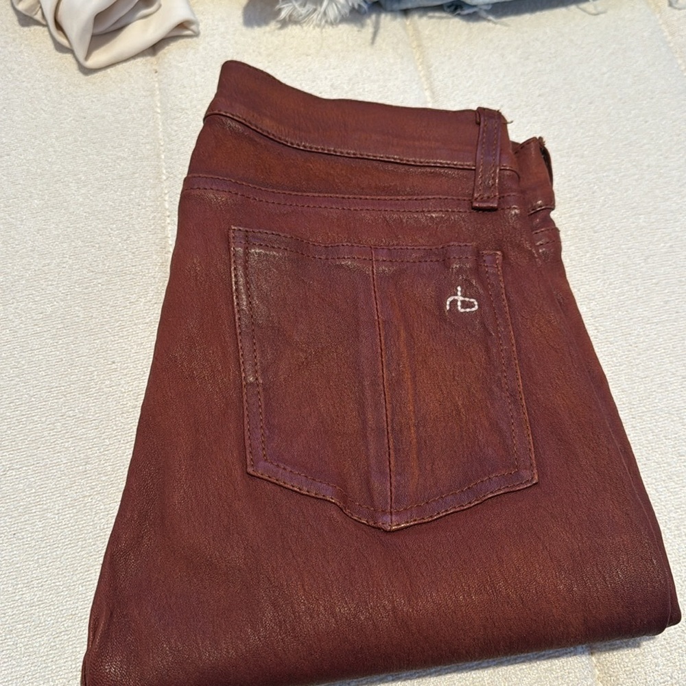 rag and bone cognac washed leather jeans size 26